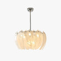 Illuminated Modern Petal Art Glass Chandelier Studio Shot