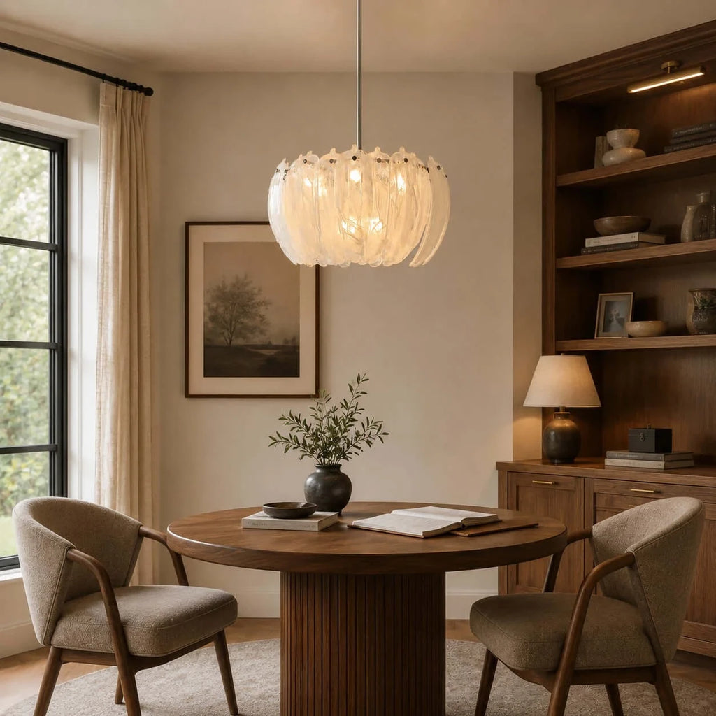 Modern Petal Art Glass Chandelier in Dining Space