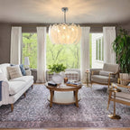 Modern Petal Art Glass Chandelier in Living Room Setting