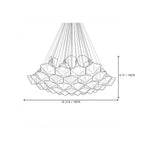 Modern Cascading Geometric Faceted Art Glass Chandelier Style B Line Art Dimension Diagram