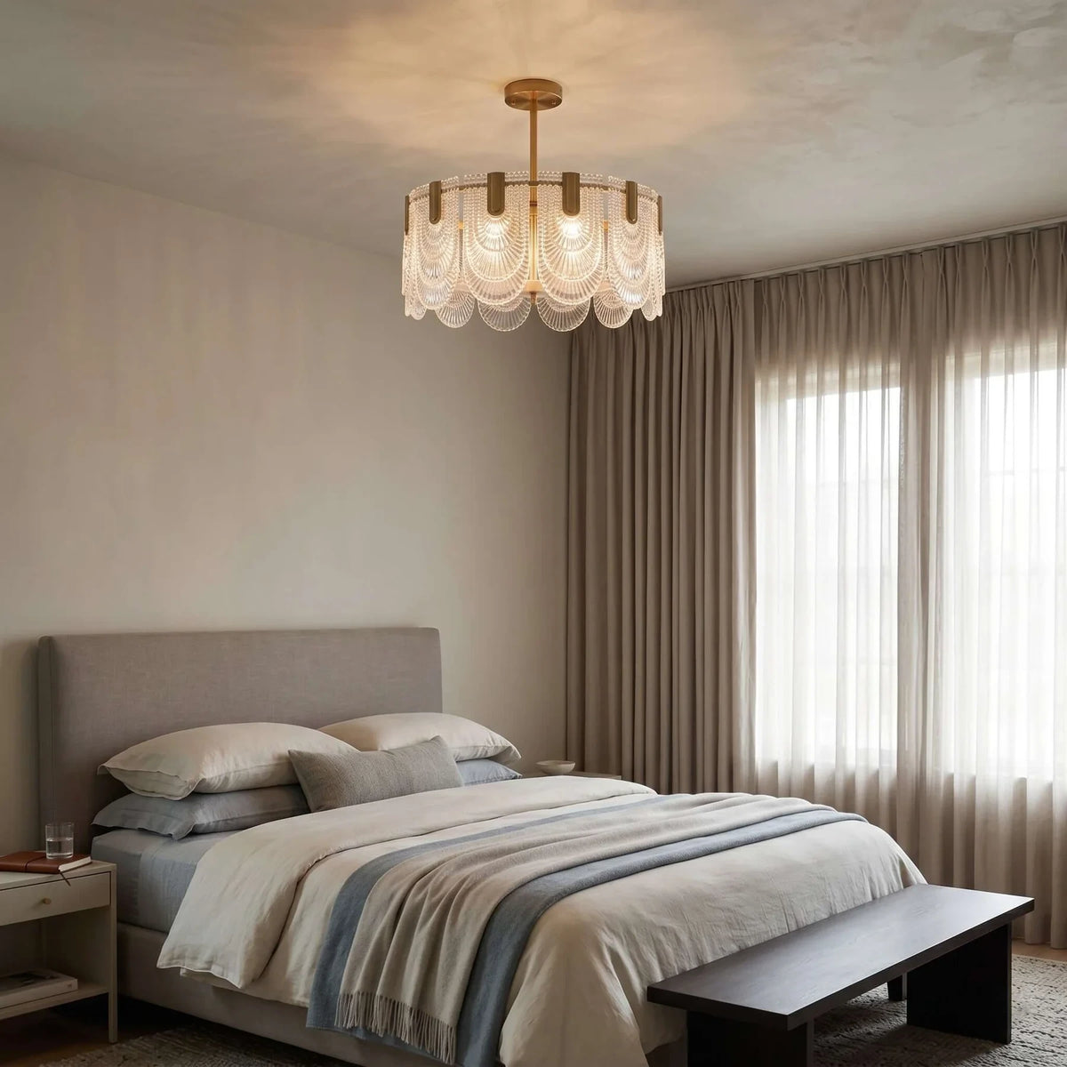 Modern Art Glass Flush Mount Ceiling Light in Bedroom Interior