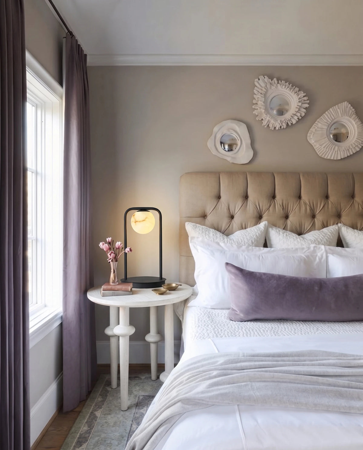 Alabaster Arch Accent Lamp in Master Bedroom Setting