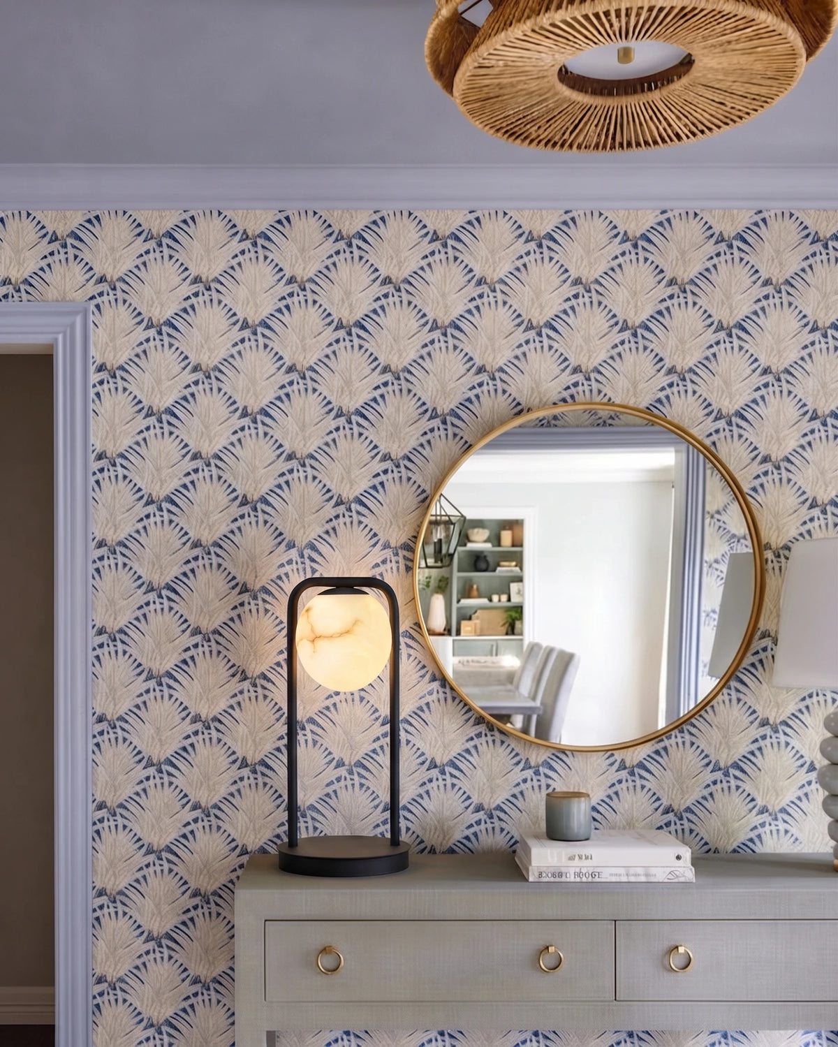 Modern Alabaster Arch Table Lamp in Entryway Hallway