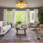 Modern Alabaster Globe Flush Mount Ceiling Light in Bright Living Room