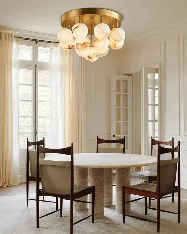 Modern Art Glass Ceiling Light Over Dining Room Table
