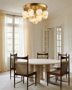 Modern Art Glass Ceiling Light Over Dining Room Table