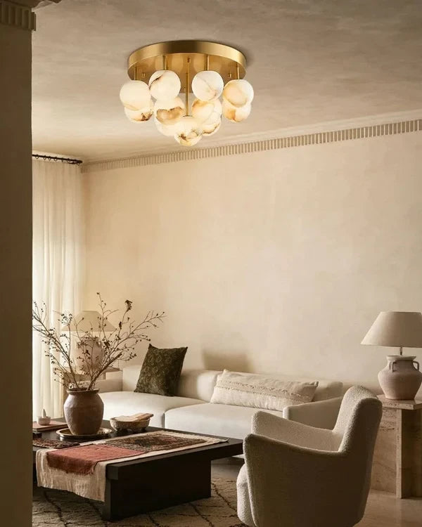 Modern Cascading Alabaster Ceiling Light in Contemporary Living Room