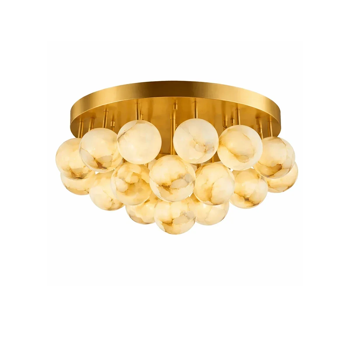 Side View of Illuminated Modern Alabaster Globe Ceiling Light