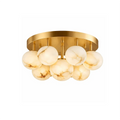 Modern Cascading Globe Alabaster Art Glass Flush Mount Light Studio Presentation