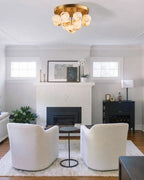Modern Cascading Globe Ceiling Light in Living Room Interior