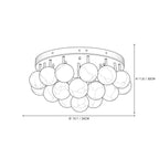 Modern Cascading Globe Alabaster Ceiling Light Style C Line Art Dimension Diagram