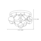 Modern Cascading Globe Alabaster Ceiling Light Style B Line Art Dimension Diagram