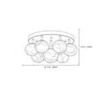 Modern Cascading Globe Alabaster Ceiling Light Style A Line Art Dimension Diagram
