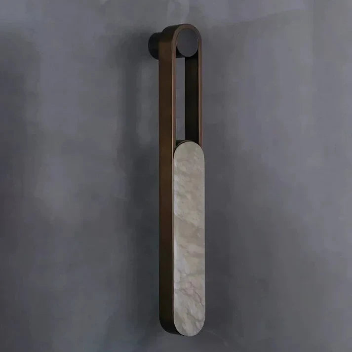 Side View of Illuminated Modern Leather Strap Wall Sconce