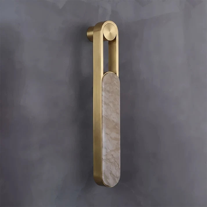 Studio Display of Modern Leather Strap Alabaster Wall Sconce