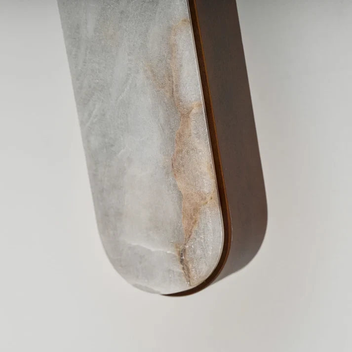 Close Up View of Alabaster Cylinder and Leather Edge Detail