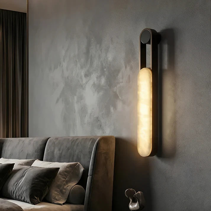 Modern Alabaster Wall Sconce in Master Bedroom Setting