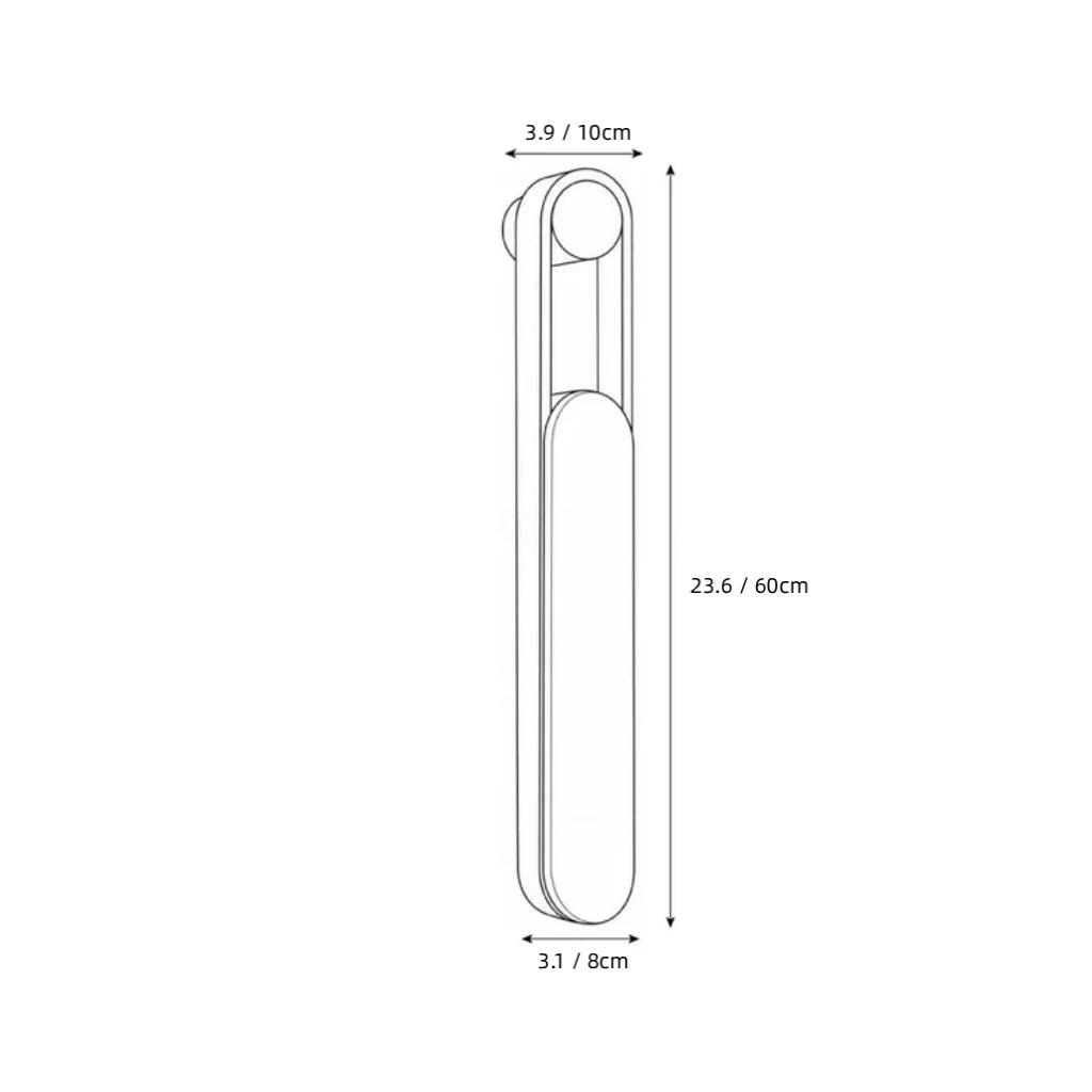 Modern Leather Strap and Alabaster Cylinder Wall Sconce Line Art Dimension Diagram