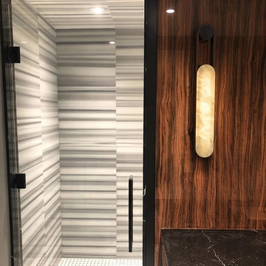Modern Leather Strap Wall Sconce in Hallway Corridor