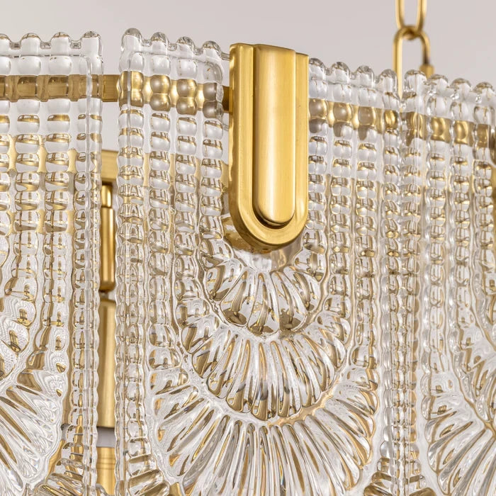 Close Up View of Petal Art Glass Panels and Brass Clips