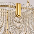 Close Up View of Petal Art Glass Panels and Brass Clips