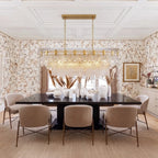Modern Cascading Art Glass Linear Chandelier in Formal Dining Room