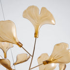 Close Up View of Amber Ginkgo Leaf Petals and Metal Frame