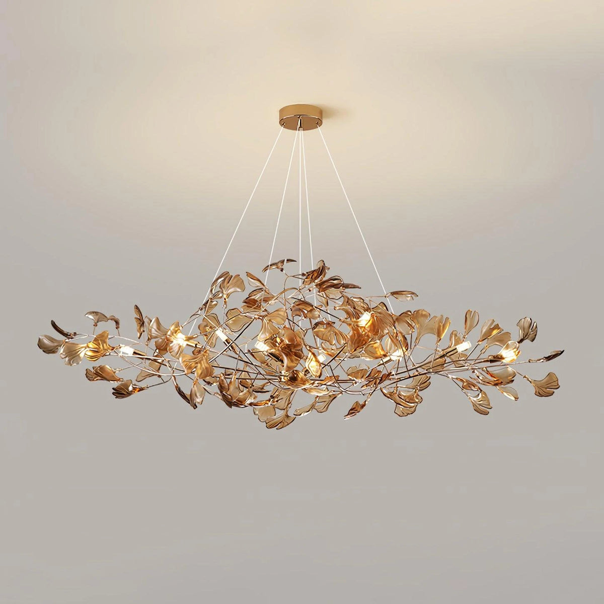 Modern Gold Branch Chandelier in Bright Living Room