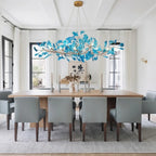 Modern Round Ginkgo Leaf Chandelier Over Formal Dining Room Table
