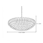 Modern Cascading Pink-Orange Gradient Faceted Glass Chandelier Style C Line Art Dimension Diagram