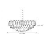 Modern Cascading Pink-Orange Gradient Faceted Glass Chandelier Style B Line Art Dimension Diagram