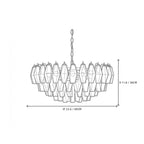 Modern Cascading Pink-Orange Gradient Faceted Glass Chandelier Style A Line Art Dimension Diagram