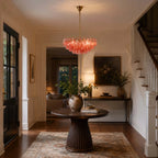 Modern Pink Gradient Glass Chandelier in Entryway Foyer