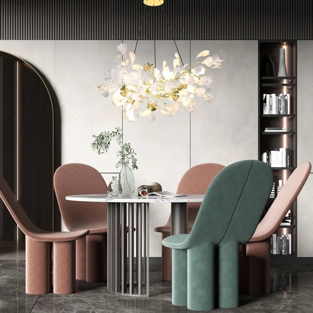 Modern Gold Branch Chandelier in Designer Dining Room