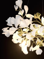 Illuminated Modern Round Gold Branch Chandelier Studio Shot