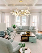 Modern Round Ginkgo Leaf Chandelier in Contemporary Living Room