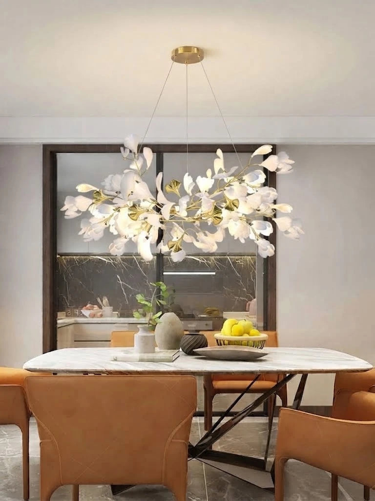 Modern Gold Branch Ceiling Light Over Dining Area