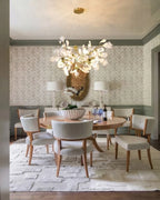 Modern Round Gold Branch Chandelier in Formal Dining Room