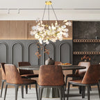Modern Round Ginkgo Leaf Chandelier Over Dining Table