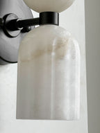 Lyra Ribbed Alabaster Dual Sconce