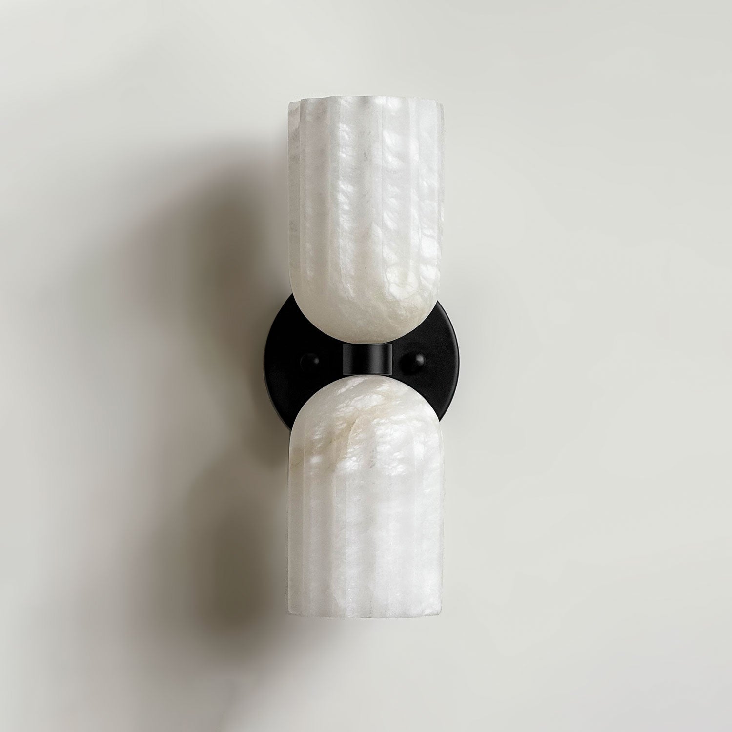 Lyra Ribbed Alabaster Dual Sconce