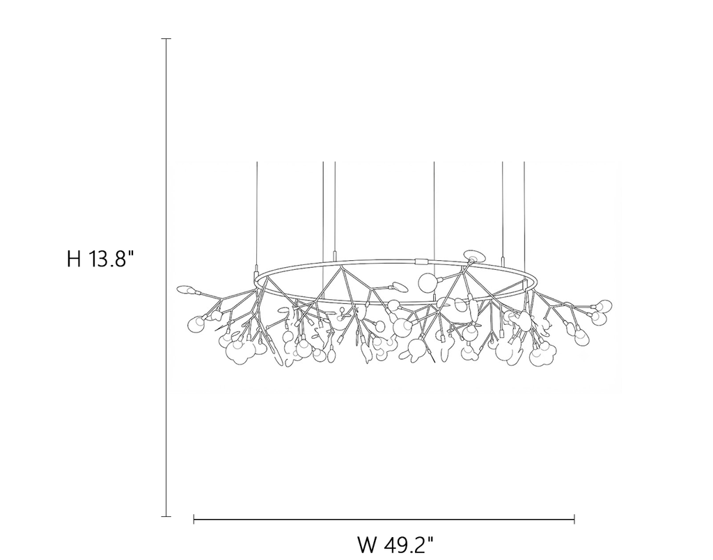 Large Ring Firefly Chandelier Line Art Dimension Diagram