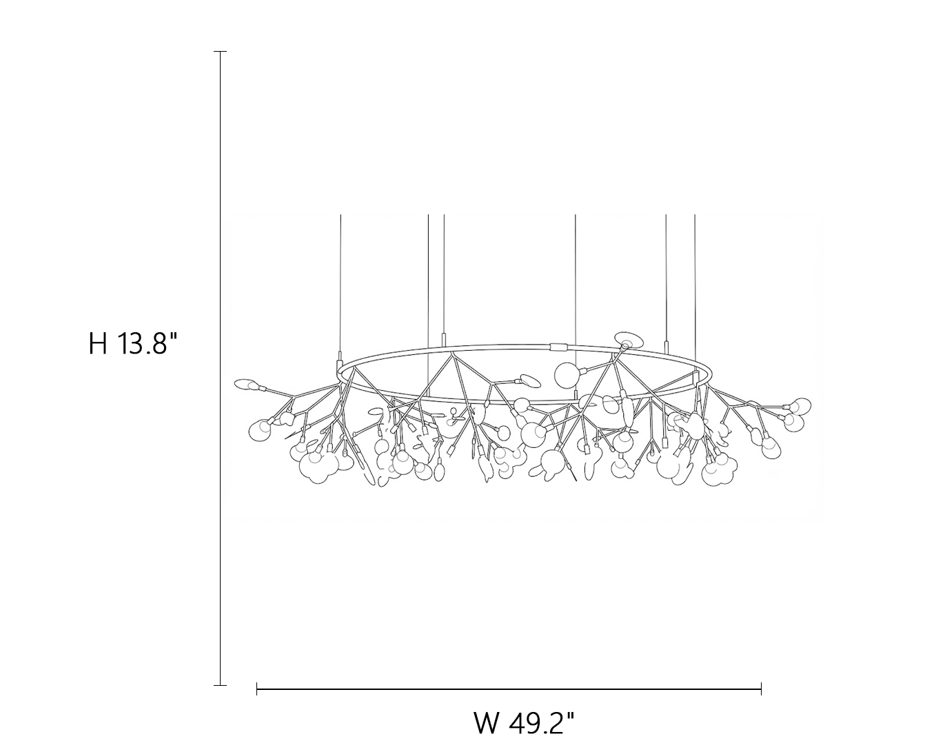 Large Ring Firefly Chandelier Line Art Dimension Diagram