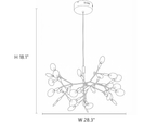 Branching Firefly Chandelier Style C Line Art Dimension Diagram