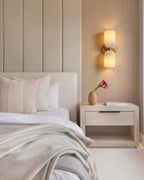 Modern Double Alabaster Wall Sconce in Master Bedroom Setting