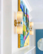 Modern Double Alabaster Wall Sconce in Hallway Corridor