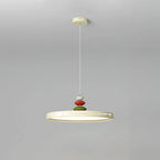 Illuminated Modern Ceramic Disc Pendant Light Studio Shot