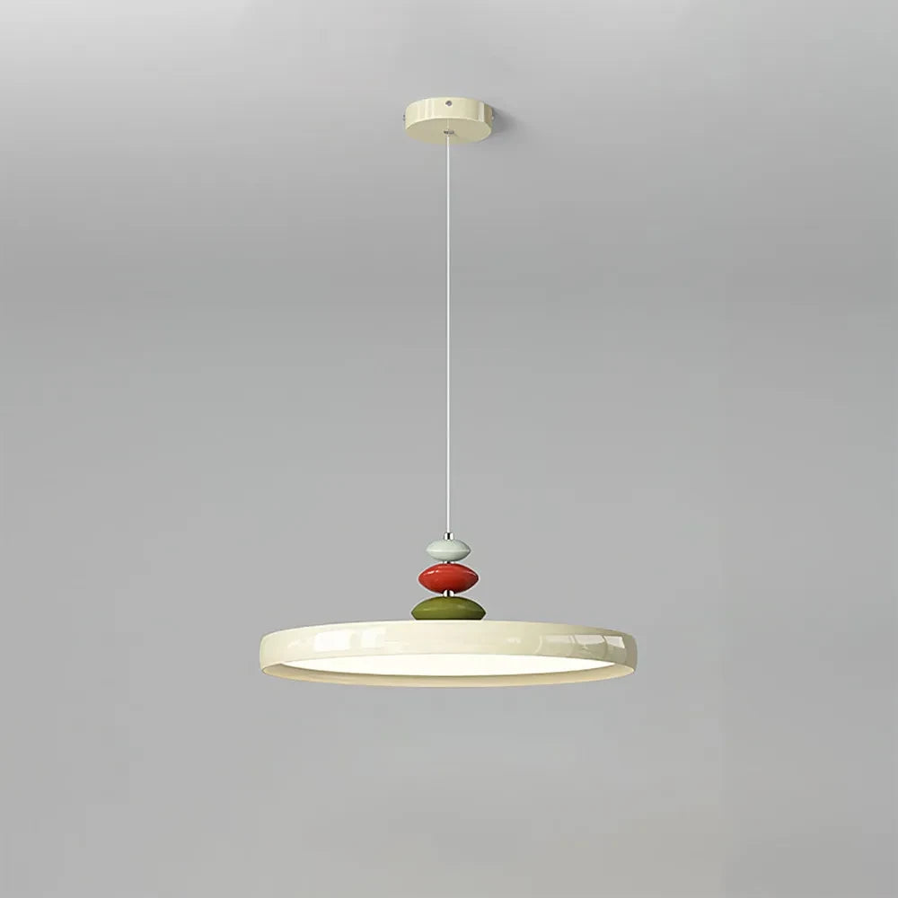 Illuminated Modern Ceramic Disc Pendant Light Studio Shot