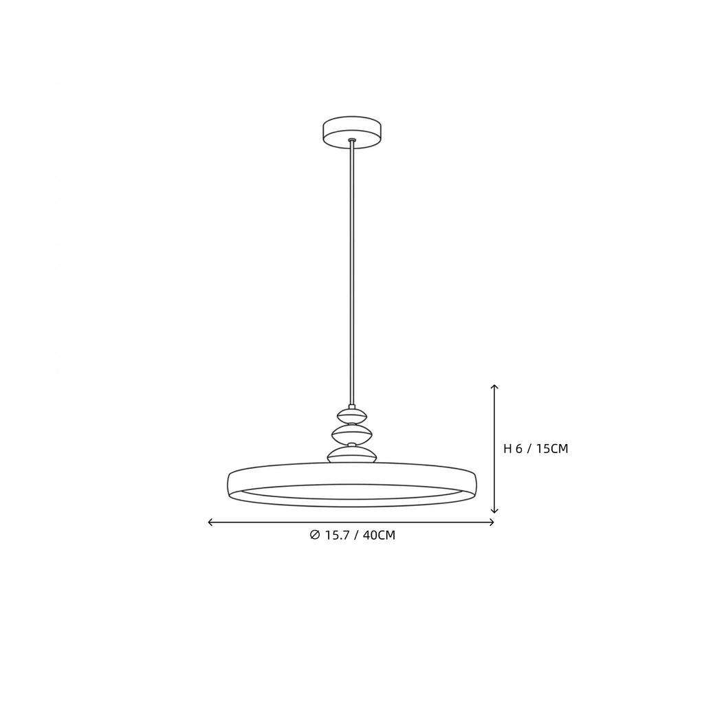 Modern Ceramic Disc Pendant Light Style B Line Art Dimension Diagram
