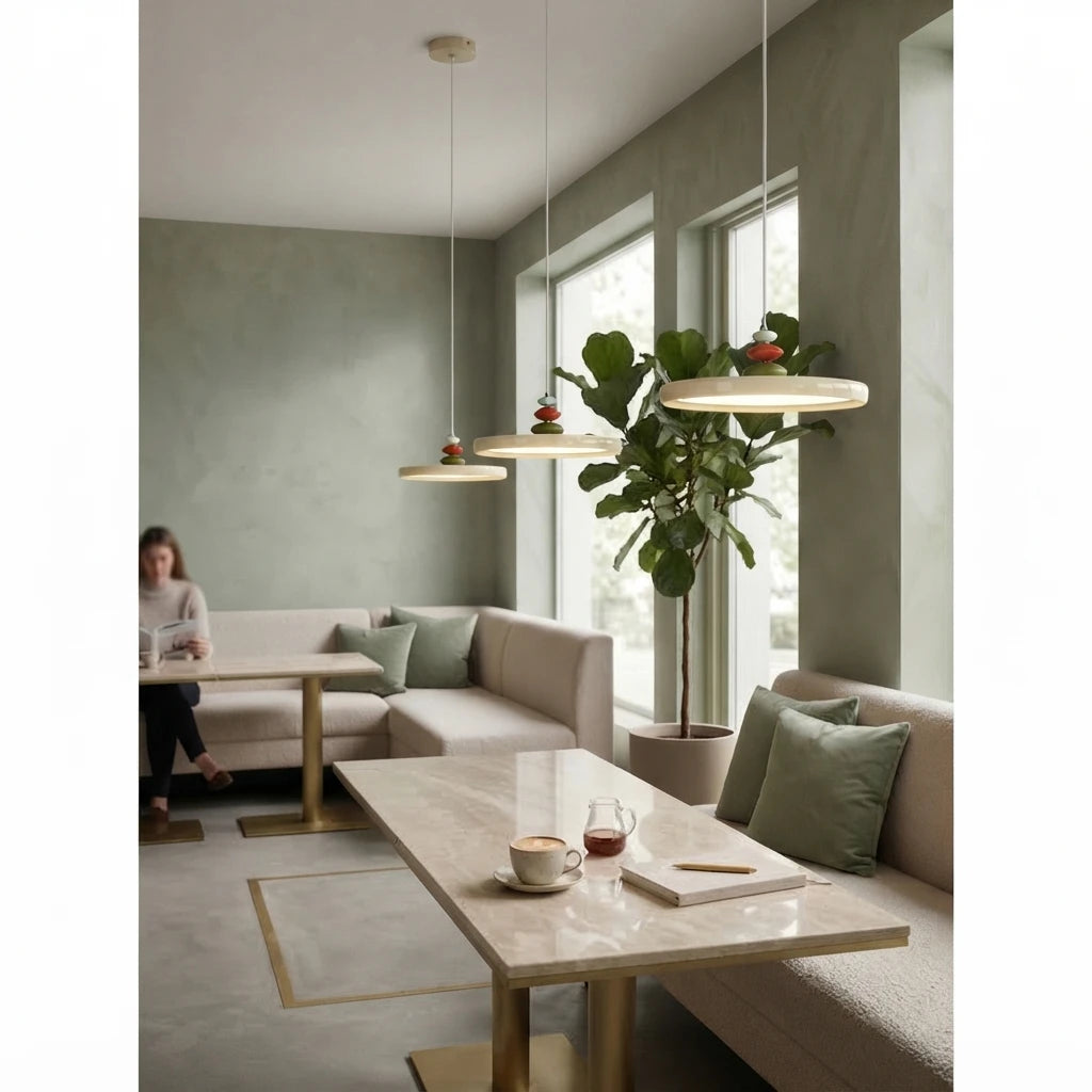 Modern Pendant Light Over Dining Booth